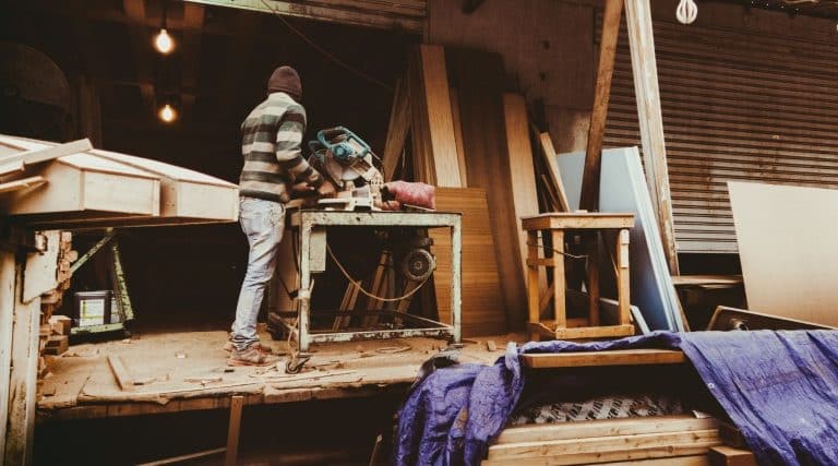 Carpenter working at his workshop
